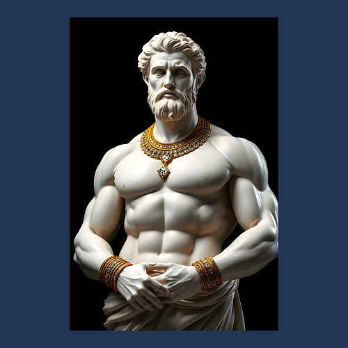 Мужской свитшот Античный герой с цепочкой / Тёмно-синий – фото 3