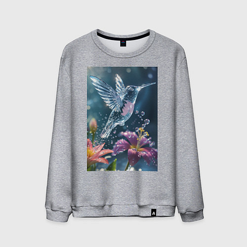 Мужской свитшот Колибри у цветка / Меланж – фото 1