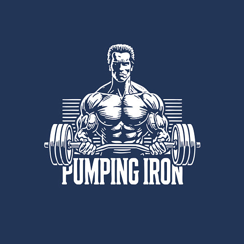 Мужской свитшот Арнольд - качай железо / Тёмно-синий – фото 3