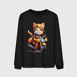 Свитшот хлопковый мужской Мотокотик, цвет: черный