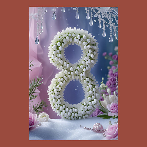 Мужской свитшот Ландыши к 8 марта на снегу / Кирпичный – фото 3