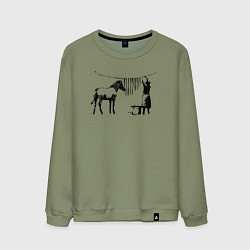 Свитшот хлопковый мужской Banksy zebra, цвет: авокадо