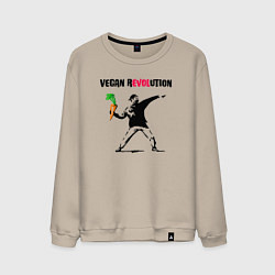 Свитшот хлопковый мужской Love vegan, цвет: миндальный
