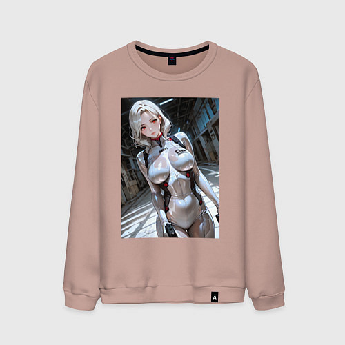 Мужской свитшот Девушка-наемница / Пыльно-розовый – фото 1