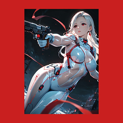 Мужской свитшот Девушка-наемница / Красный – фото 3