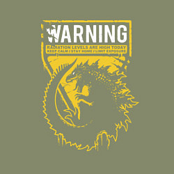 Свитшот хлопковый мужской Годзилла - предупреждение, цвет: авокадо — фото 2