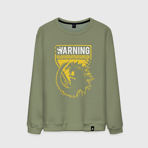 Мужской свитшот Годзилла - предупреждение / Авокадо – фото 1