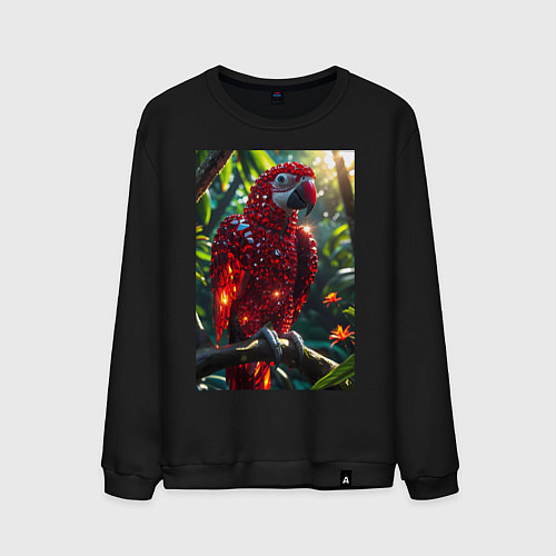 Мужской свитшот Попугай из драгоценных камней / Черный – фото 1