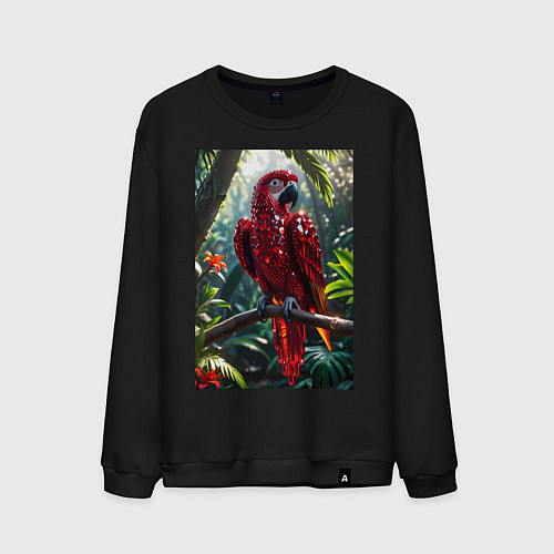 Мужской свитшот Попугай из драгоценных камней / Черный – фото 1