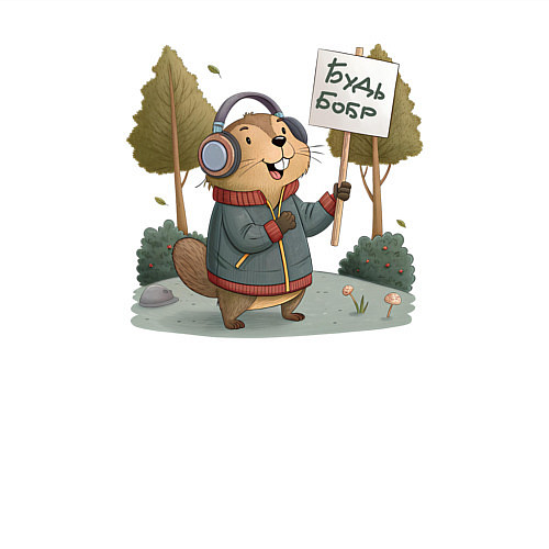 Мужской свитшот Будь бобр / Белый – фото 3