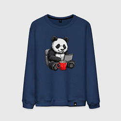 Мужской свитшот Панда с кофе за ноутбуком