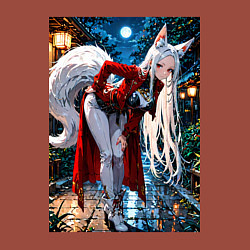 Свитшот хлопковый мужской Белоснежная лиса лунной ночью, цвет: кирпичный — фото 2