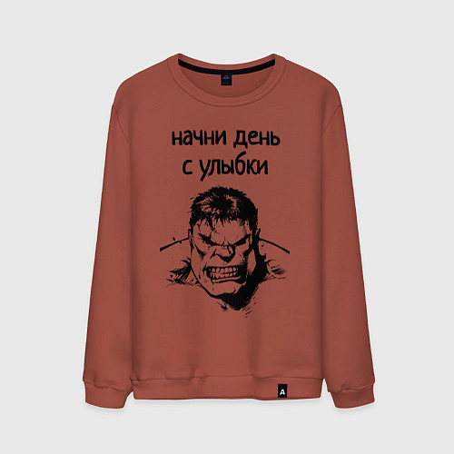 Мужской свитшот Начни день с улыбки халк / Кирпичный – фото 1