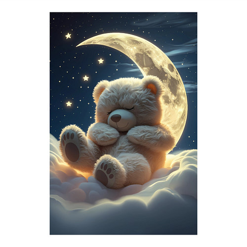 Мужской свитшот Плюшевый мишка сидит на Луне / Белый – фото 3