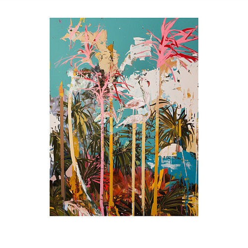 Мужской свитшот Абстрактная графическая картина с пальмами / Белый – фото 3