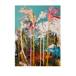 Свитшот хлопковый мужской Абстрактная графическая картина с пальмами, цвет: белый — фото 2