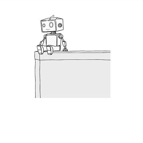 Мужской свитшот Одинокий робот / Белый – фото 3