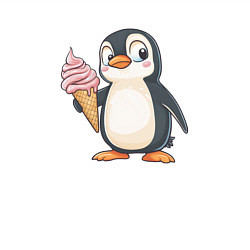 Свитшот хлопковый мужской Пингвин с мороженым, цвет: белый — фото 2