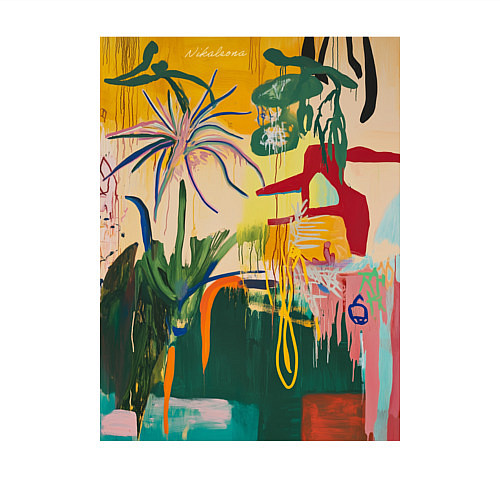 Мужской свитшот Тропическая цветочная абстракция / Белый – фото 3