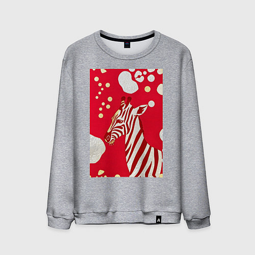 Мужской свитшот Полосатая красная зебра / Меланж – фото 1