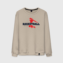 Свитшот хлопковый мужской Баскетбол моя жизнь, цвет: миндальный