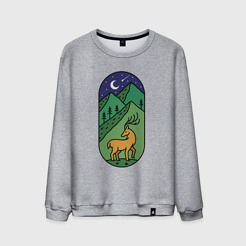 Мужской свитшот Олень и горы / Меланж – фото 1