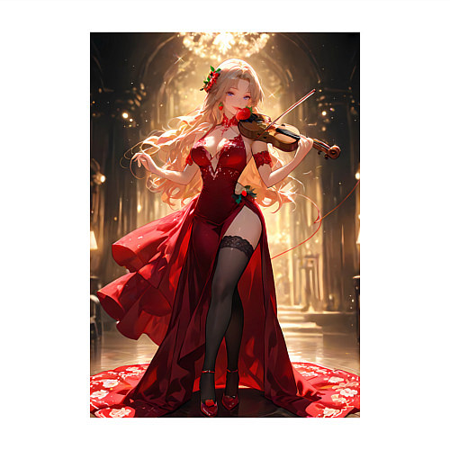 Мужской свитшот Девушка в вечернем платье играет на скрипке / Белый – фото 3