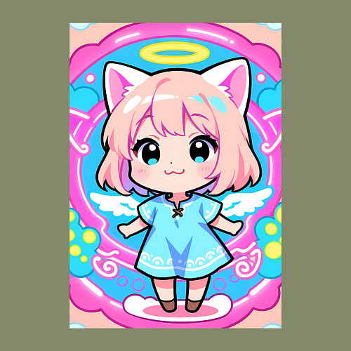 Мужской свитшот Милая кошка в сарафане / Авокадо – фото 3