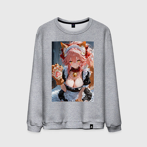 Мужской свитшот Фейт Тамамо в костюме горничной с мягкими лапами / Меланж – фото 1