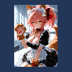 Свитшот хлопковый мужской Фейт Тамамо в костюме горничной с мягкими лапами, цвет: тёмно-синий — фото 2