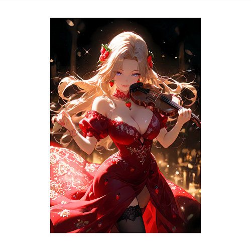 Мужской свитшот Девушка в вечернем платье играет на скрипке / Белый – фото 3