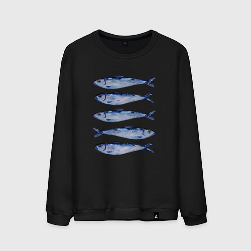 Мужской свитшот Рыбки акварелью / Черный – фото 1