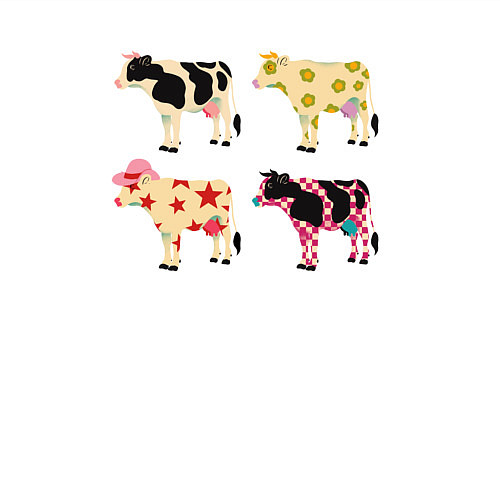 Мужской свитшот Милые коровы поп-арт / Белый – фото 3