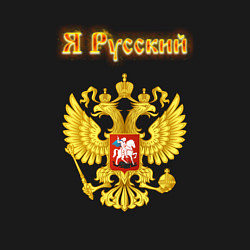 Свитшот хлопковый мужской Я русский - огненный герб, цвет: черный — фото 2