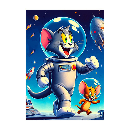 Мужской свитшот Космонавты Том и Джерри / Белый – фото 3