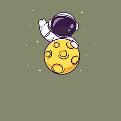 Свитшот хлопковый мужской Луна и астронавт, цвет: авокадо — фото 2