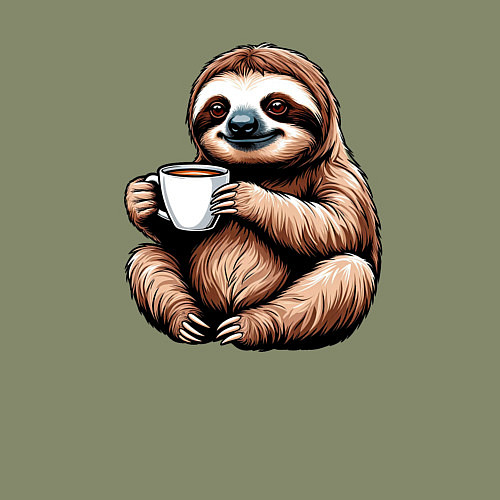 Мужской свитшот Ленивец пьет кофе / Авокадо – фото 3