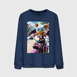 Свитшот хлопковый мужской Руж из Somic едет на мотоцикле, цвет: тёмно-синий