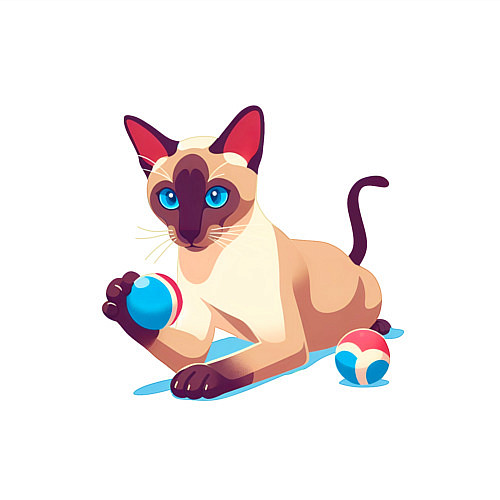 Мужской свитшот Игривый сиамский котик / Белый – фото 3