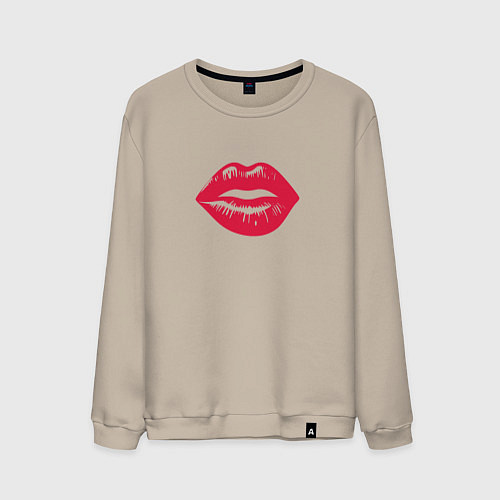 Мужской свитшот Малиновые губы / Миндальный – фото 1