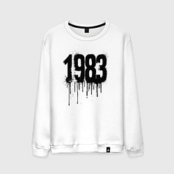 Свитшот хлопковый мужской 1983 год в стиле граффити, цвет: белый