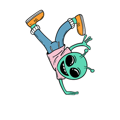 Мужской свитшот Инопланетянин брейкдансер / Белый – фото 3