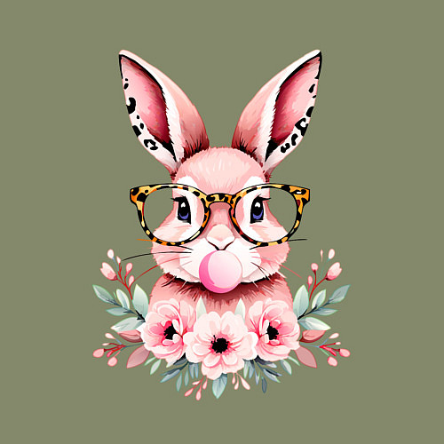 Мужской свитшот Розовая зайка с бубльгумом / Авокадо – фото 3