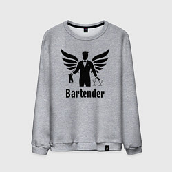 Свитшот хлопковый мужской Бармен с крыльями, цвет: меланж