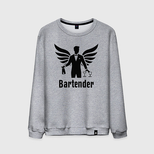 Мужской свитшот Бармен с крыльями / Меланж – фото 1