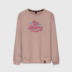 Мужской свитшот Be happy надпись с брызгами