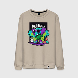 Свитшот хлопковый мужской Лирили Ларила итальянские мемы, цвет: миндальный