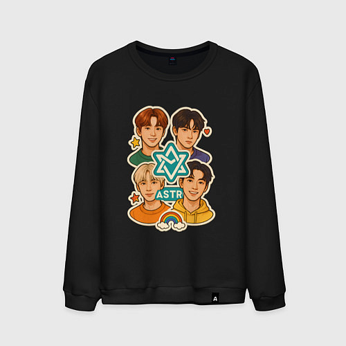 Мужской свитшот Astro в виде стикеров / Черный – фото 1