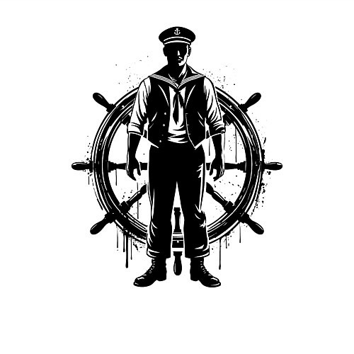 Мужской свитшот Капитан и штурвал граффити / Белый – фото 3