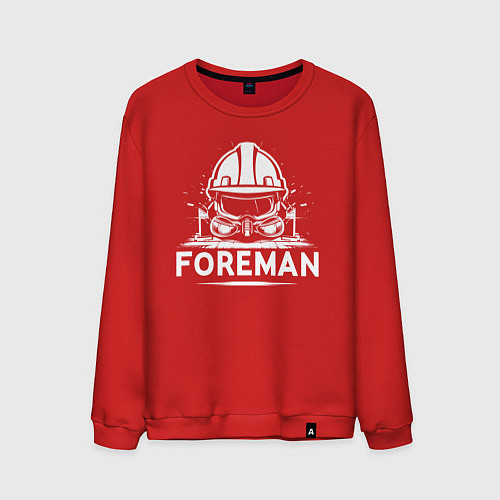 Мужской свитшот Прораб каска маска и очки / Красный – фото 1